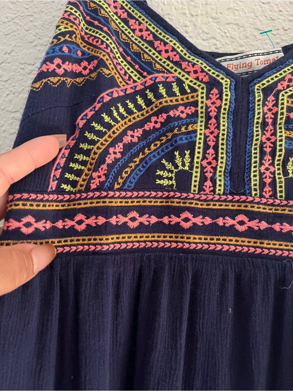 Flying Tomato Navy Embroidered Mini Sundress - Picture 4 of 5